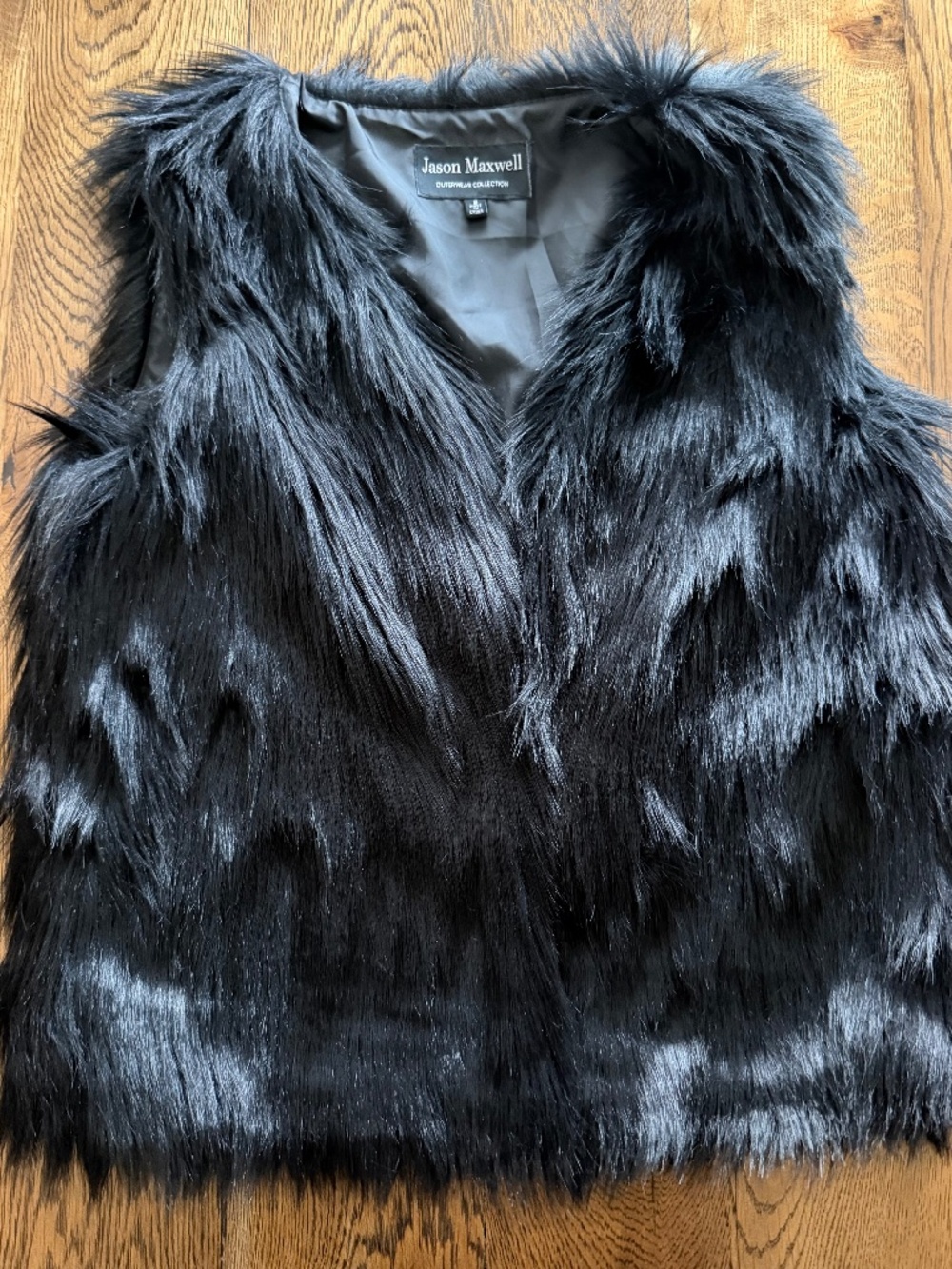 Women's M Jason Maxwell Faux Fur Black Vest Sleeveless Cozy